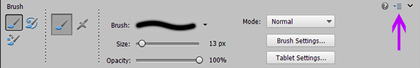 Brush Tool Options Bar